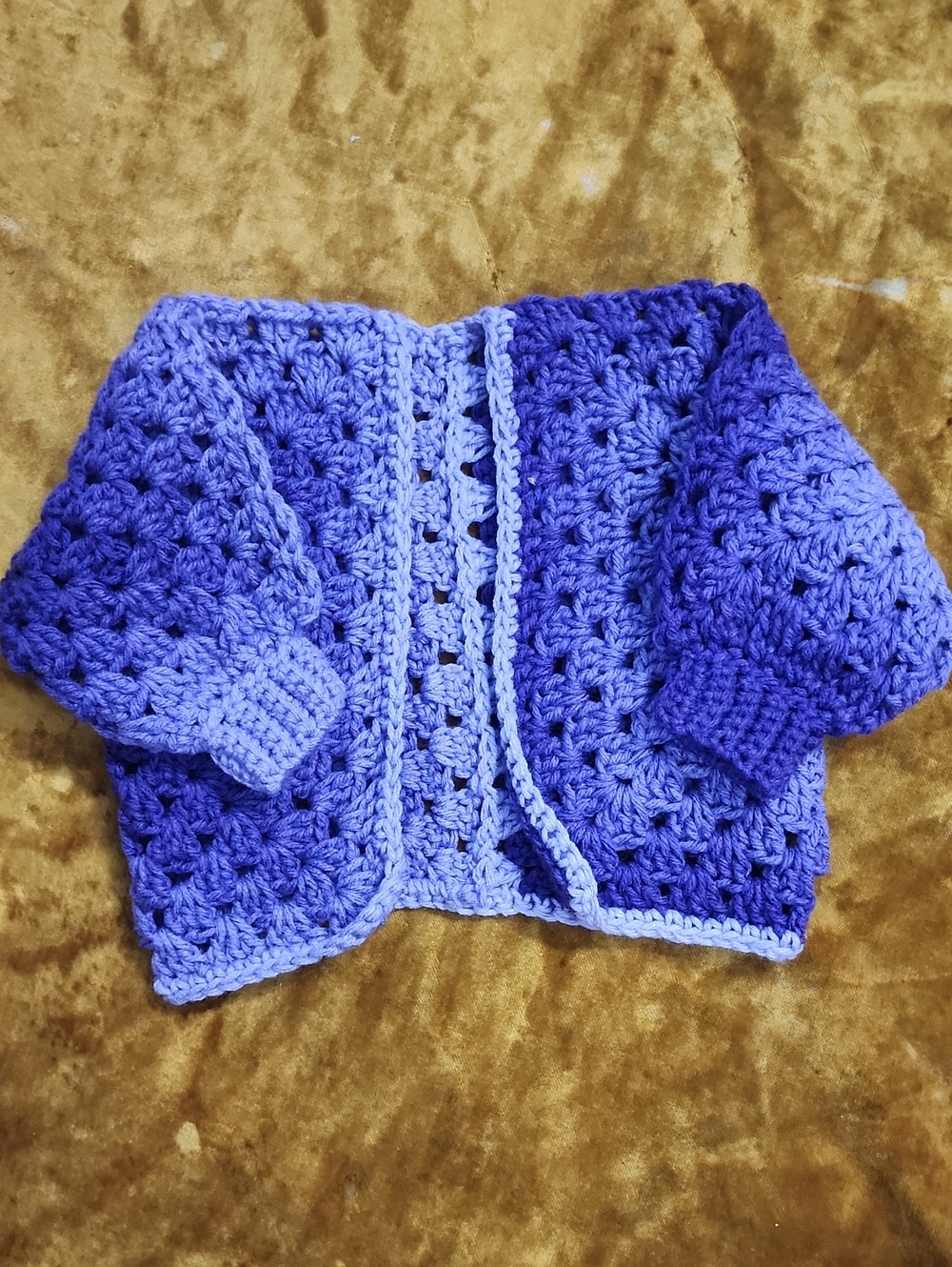 Handmade Crochet Baby Cardigan - Purple Ombre